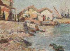 Alfred Jean Foretay (French 1861-1944), oil on board, Mediterranean coastal scene, signed, 29 x