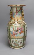 A 19th century Chinese Cantonese famille rose baluster vase, 44cm tall
