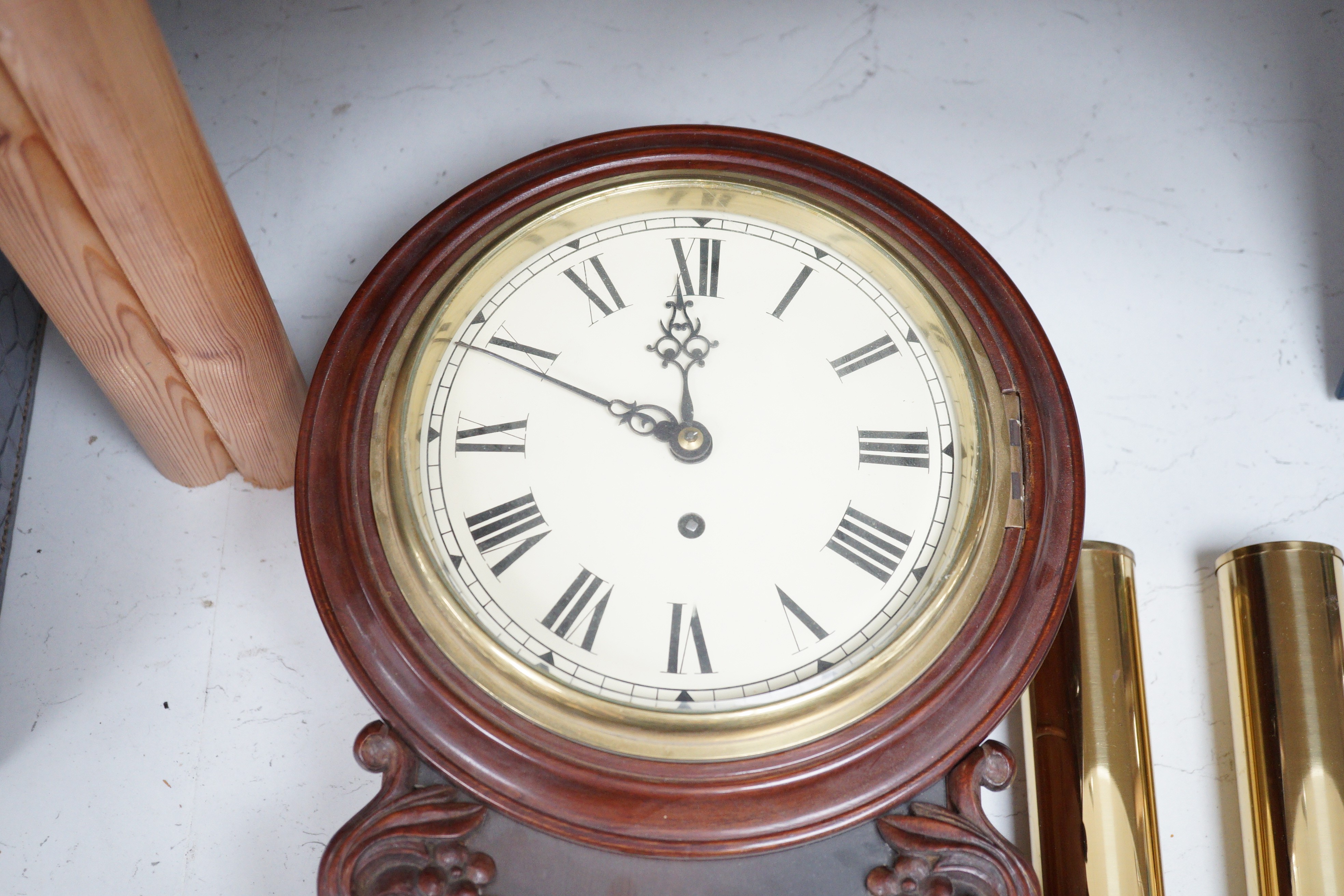 An English 8 day mahogany cased timepiece, with single fusee movement, 54.5cm high - Image 2 of 4