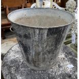 A vintage circular galvanised bucket, diameter 56cm, height 52cm