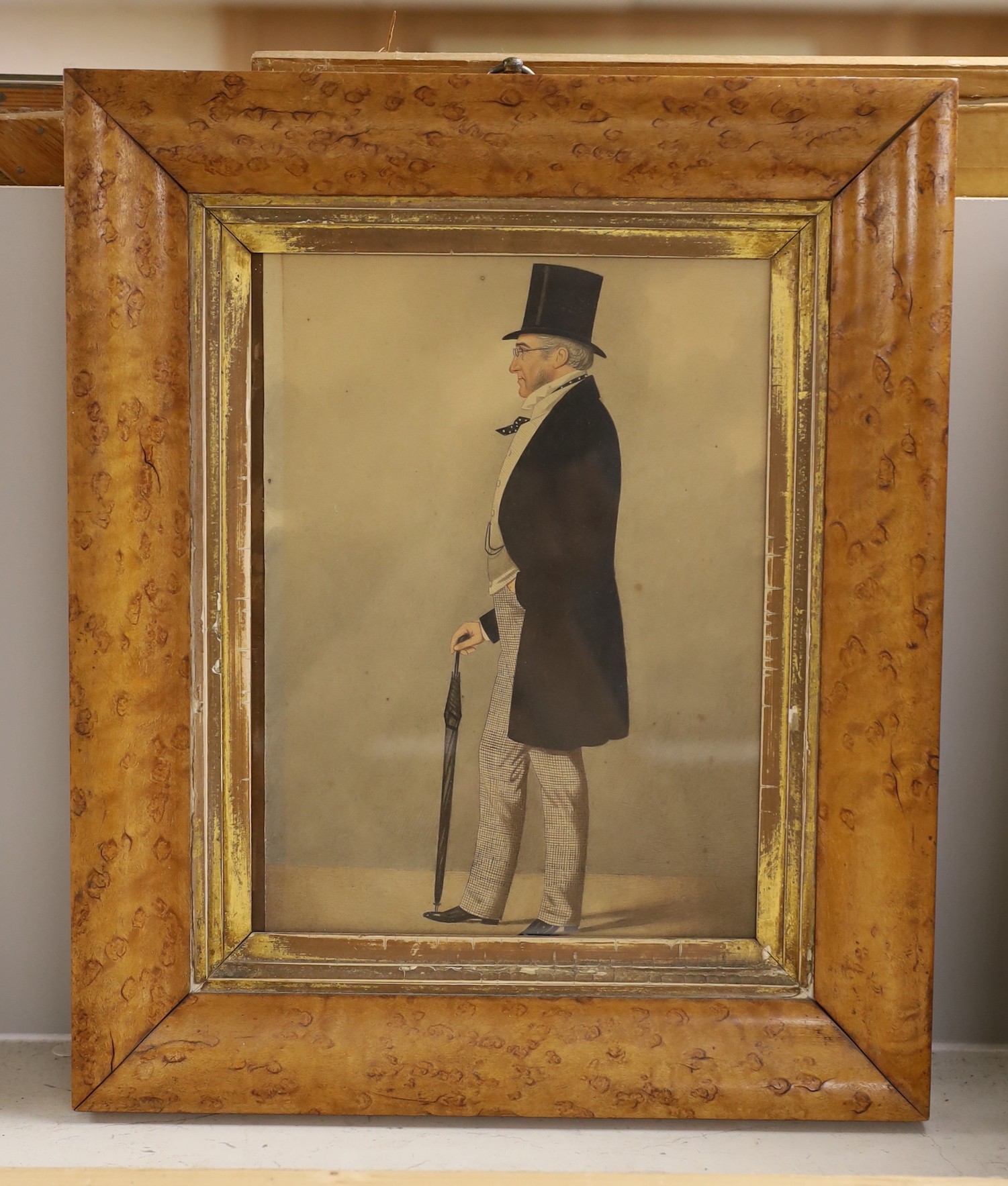 Attributed to Richard Dighton (1795-1880), watercolour, Portrait of a Victorian gentleman, 26 x - Image 2 of 2