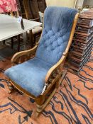 A Victorian upholstered mahogany rocking chair, height 96cm