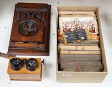 Victorian walnut stereoscopic viewer and cards and a Zeiss Ikon viewer and slides Stereographic