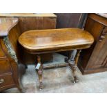 A Victorian burr walnut folding card table, width 92cm, depth 44cm, height 69cm