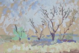 Michel Dureuil (French, 1929-2011), watercolour, Trees in a landscape, signed and dated '49 with