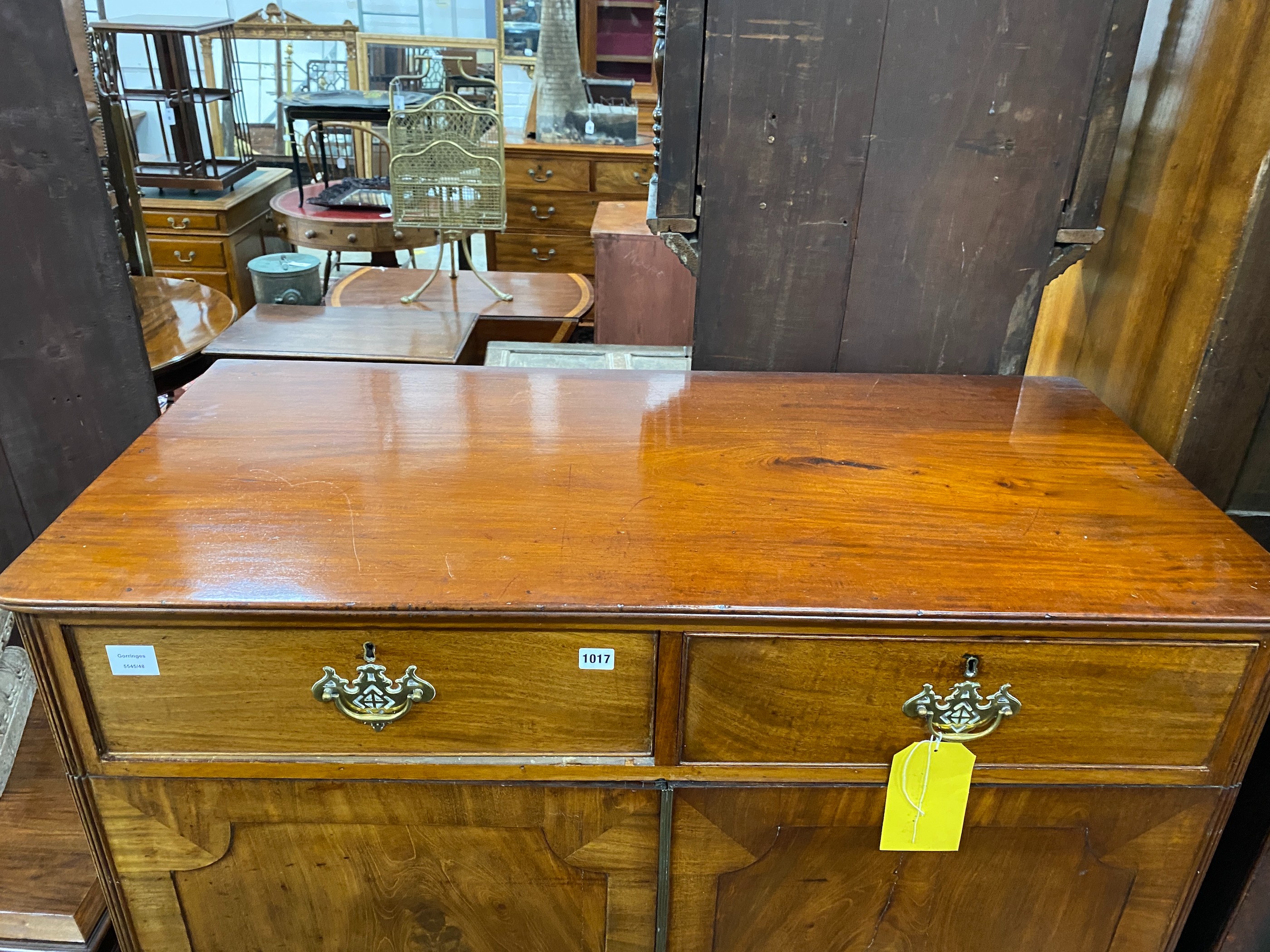 A George III mahogany press cupboard, width 115cm, depth 55cm, height 142cm - Image 2 of 2