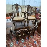 A Queen Anne revival burr walnut dining room suite, comprising extending dining table 208cm