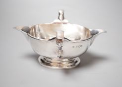 A late Victorian silver two handled double lipped sauceboat, J.J. Chatterley & Sons, London 1899,