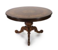 A Victorian style walnut and marquetry breakfast table Victorian-style walnut and marquetry