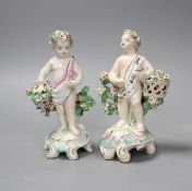 A pair of late 18th century Derby putti,13 cms high,