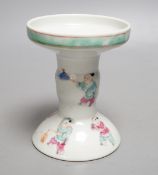 A 19th century Chinese famille rose candlestick or joss stick stand, 11.5cm