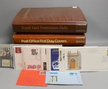 Four albums of Royal Mail and Post Office First Day Covers and other QEII stamps and covers
