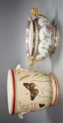 A Paris porcelain Aesthetic style wine cooler, late 19th century and a Copeland Spode small