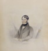 Early 19th century English School, pencil and watercolour, Half length portrait of a gentleman,