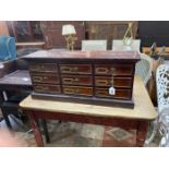 A Victorian style nine drawer table top filing chest, width 79cm, depth 24cm, height 35cm