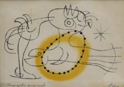 Joan Miró (1893-1983), lithograph, 'Study of a bird', inscribed in pencil, 11.5 x 18cm