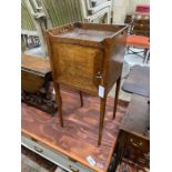 A George III mahogany bedside cabinet, width 38cm, depth 33cm, height 81cm