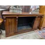 A Victorian rosewood dwarf open bookcase, width 184cm, depth 42cm, height 96cm
