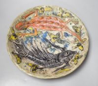 Giusy Petelli, art pottery dish, 116/4, Milano, 1963, 30cm diameter