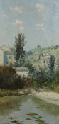 José Franco Cordero (1851-1910), oil on canvas, Spanish hillside houses, signed and dated 1903, 79 x