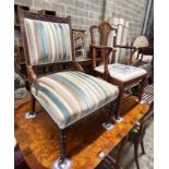 A George III Provincial elm elbow chair, a Victorian nursing chair, and a dining chair