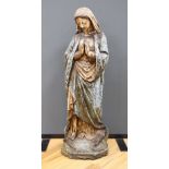 A large painted plaster figure of a Madonna, 82cm