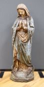 A large painted plaster figure of a Madonna, 82cm