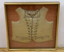 A George III silk embroidered waistcoat, reputedly once belonging to John Wilkes (1725-1797)