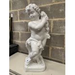 A glazed earthenware cherub ornament, height 87cm