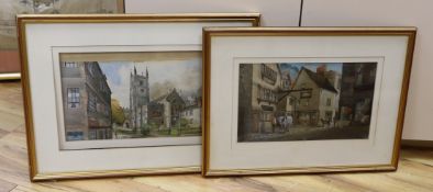 Pilfold Fletcher Watson (1842-1907), two watercolours, 'Fowey Church' and 'The Cutter Tavern',