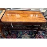 A Regency rectangular mahogany folding tea table, width 90cm, depth 45cm, height 74cm