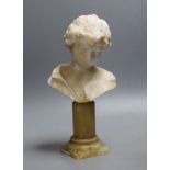 A late 19th / early 20th century French alabaster bust, 26cm