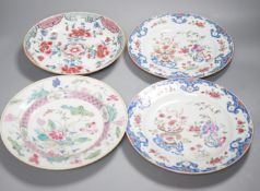 A pair of 18th century Chinese export plates and two others