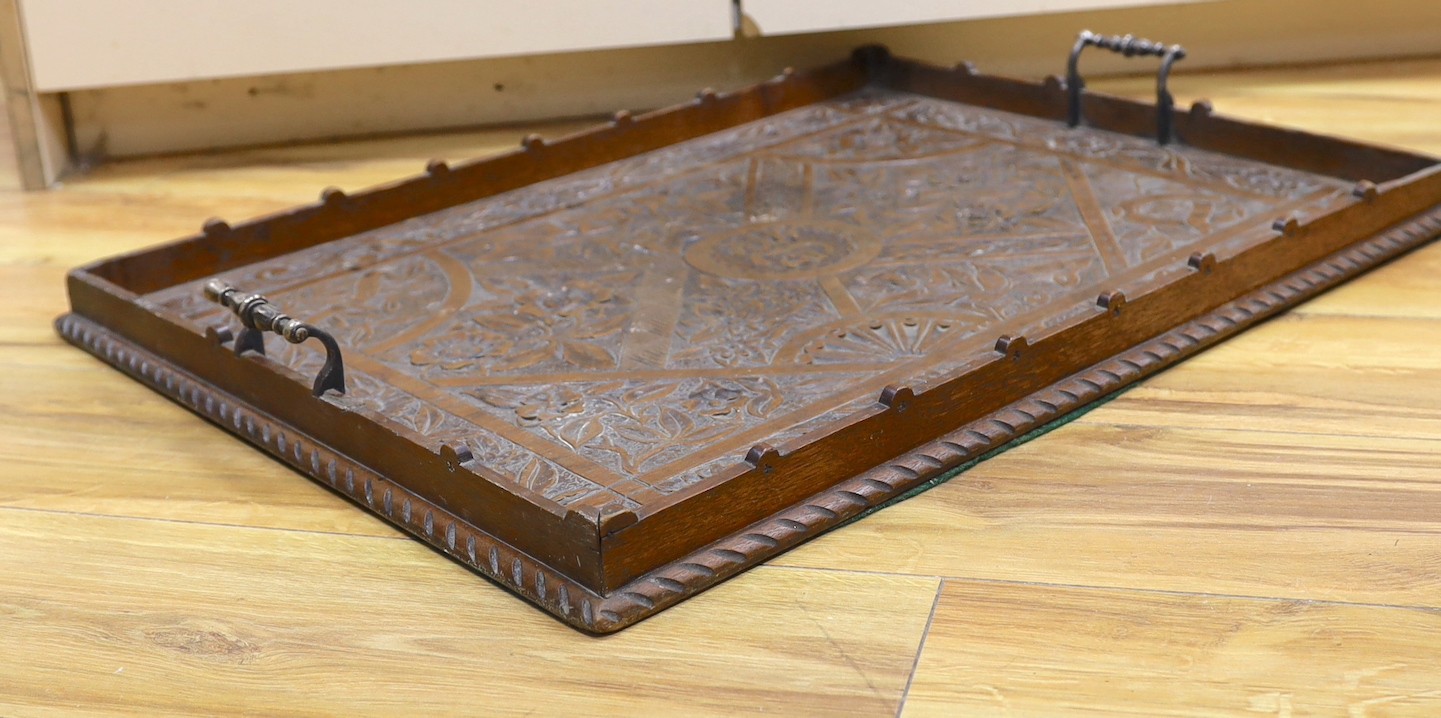 A Victorian carved oak tray, 50 x 66cm - Image 3 of 3