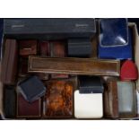 A group of assorted jewellery boxes, including gilt tooled leather.