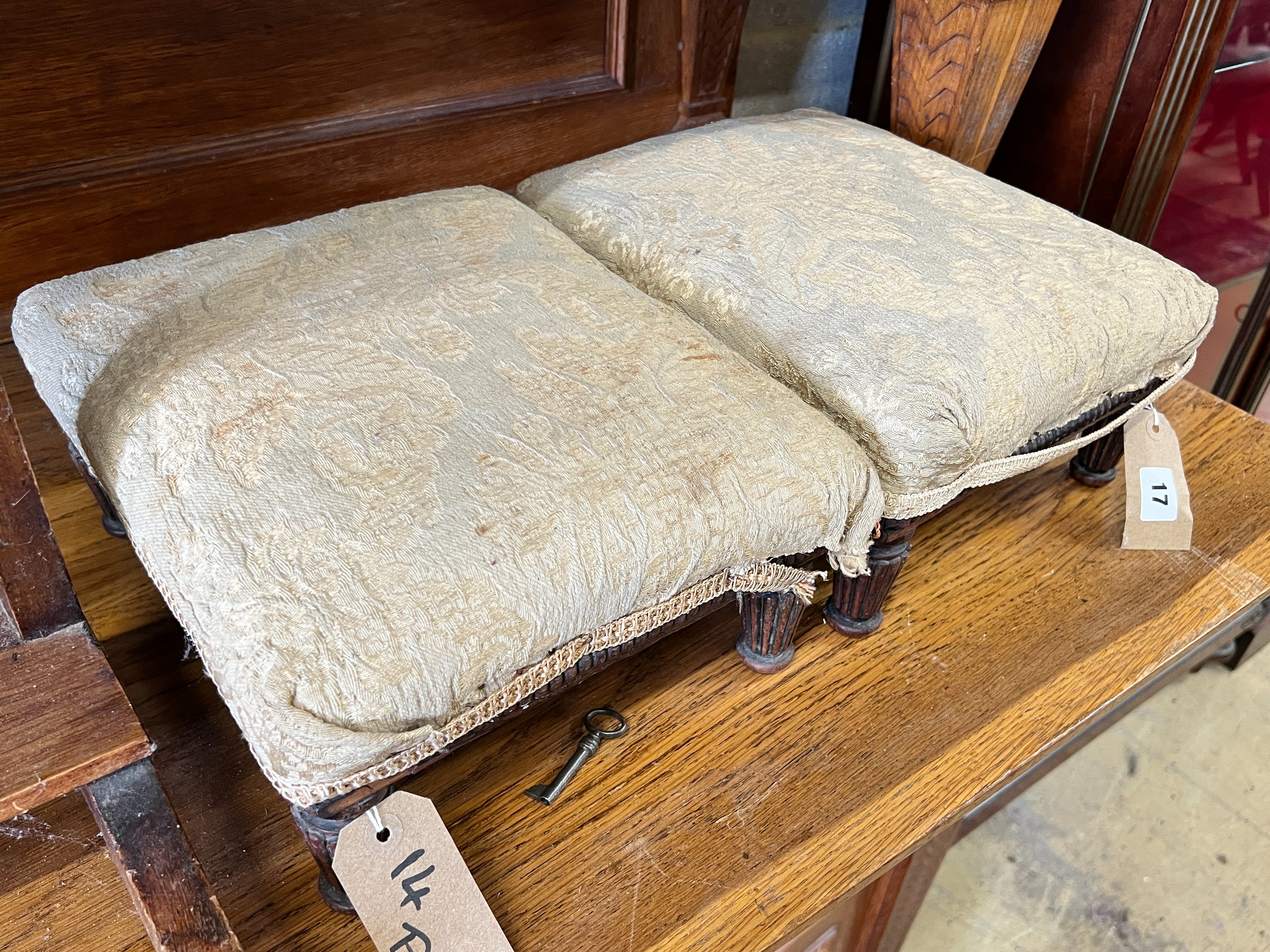 A pair of Victorian mahogany footstools, width 32cm, height 15cm - Image 2 of 3