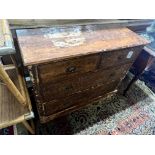 A 19th century part painted stained pine chest, length 110cm, depth 43cm, height 86cm