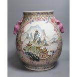 An early 20th century Chinese famille rose vase, 36cm