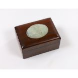 A Chinese bowenite jade mounted box, 10cm