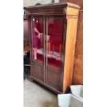 A late 19th century French gilt metal mounted mahogany vitrine, width 94cm depth 37cm height 165cm