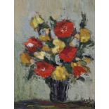 Navalon (French, 1950's), oil on board, Still life of flowers, signed, 39 x 29cm.