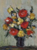 Navalon (French, 1950's), oil on board, Still life of flowers, signed, 39 x 29cm.