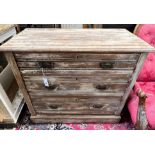 An Edwardian bleached three drawer chest, width 91cm, depth 46cm, height 81cm