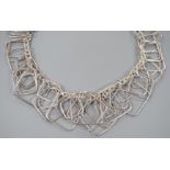 A stylish 1960's Scandinavian white metal multi graduated square link necklace, approx. 48cm, 107