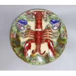 A Palissy ware charger - Caldas type ‘lobster’ dish, 31cm