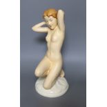 A Royal Dux porcelain figure of a nude lady, 35cm