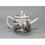 A Qianlong famille painted rose bullet shaped teapot and cover, 13.5cm tall