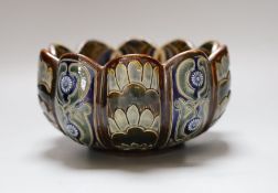 A Doulton Lambeth glazed stoneware bowl by Florence Barlow, 10cm tall