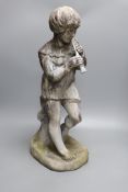 A 20th century lead garden statue of Pan, 58cms high.