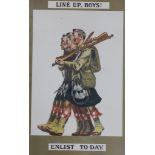 A WWI recruitment poster, 'Line Up, Boys! Enlist Today', 74 x 49cm